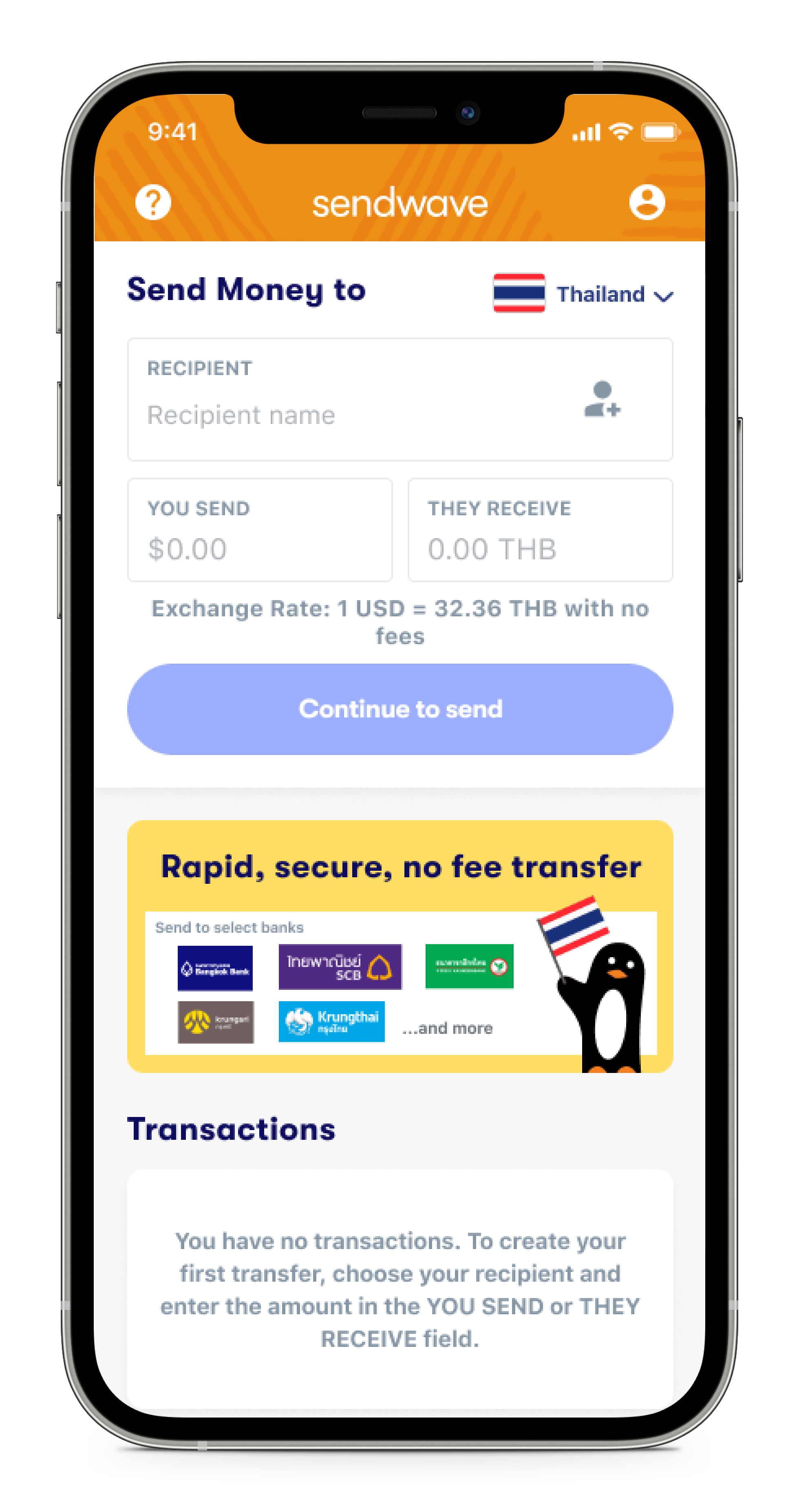 Send money to Thailand from the USA Sendwave